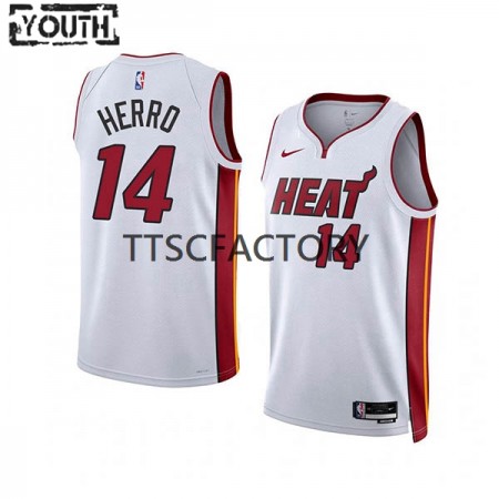 Maillot Basket Miami Heat Tyler Herro 14 Nike 2022-23 Association Edition Blanc Swingman - Enfant